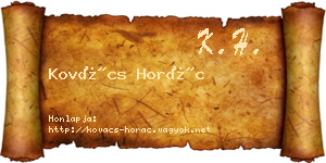 Kovács Horác névjegykártya